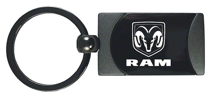 RAM Two-Tone Rectangular Key Fob; Gunmetal