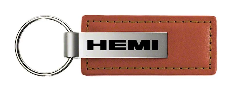 HEMI Brown Leather Key Fob