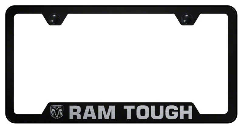 RAM Tough Laser Etched Cut-Out License Plate Frame; Black (Universal; Some Adaptation May Be Required)