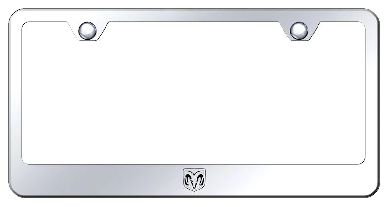 RAM Head Laser Etched License Plate Frame; Mirrored (Universal; Some Adaptation May Be Required)