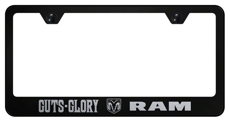 Guts, Glory, RAM Laser Etched License Plate Frame (Universal; Some Adaptation May Be Required)