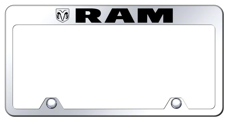RAM Steel License Plate Frame; Laser Etched Mirrored (Universal; Some Adaptation May Be Required)