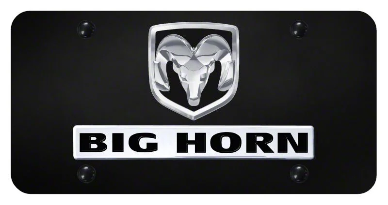 Dual Big Horn License Plate; Chrome (Universal; Some Adaptation May Be Required)