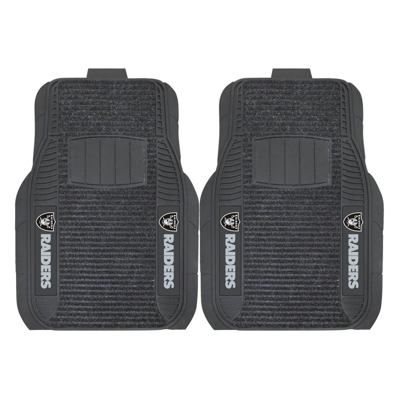 Molded Front Floor Mats with Las Vegas Raiders Logo (Universal; Some Adaptation May Be Required)