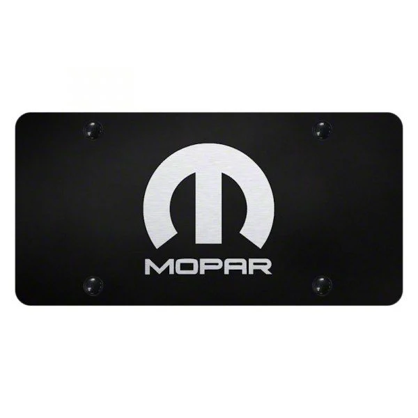 MOPAR License Plate; Black (Universal; Some Adaptation May Be Required)