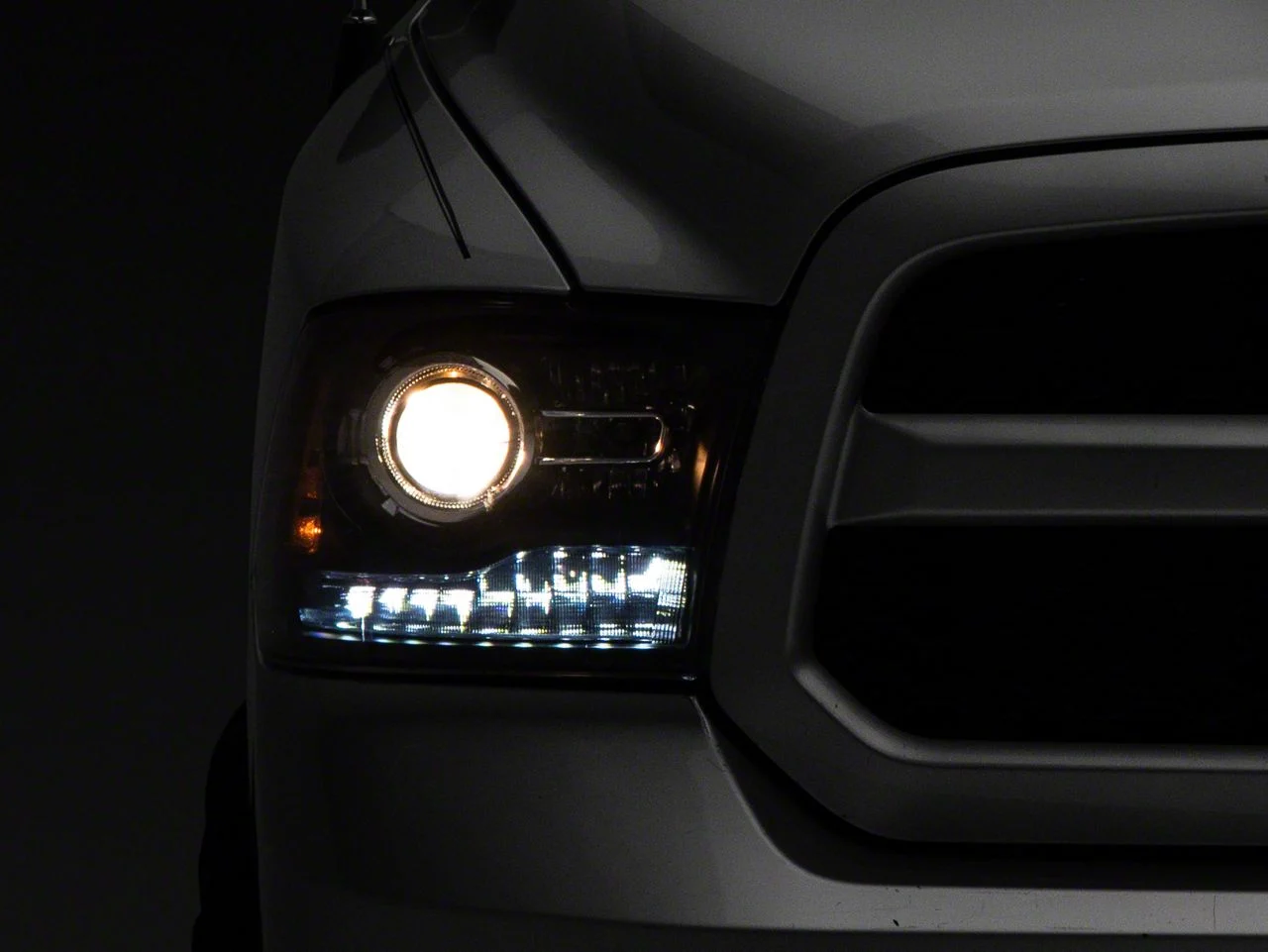 OE Style Plank Style Switchback Halo Projector Headlights; Matte Black Housing; Clear Lens (09-18 RAM 1500 w/ Factory Halogen Non-Projector Headlights)