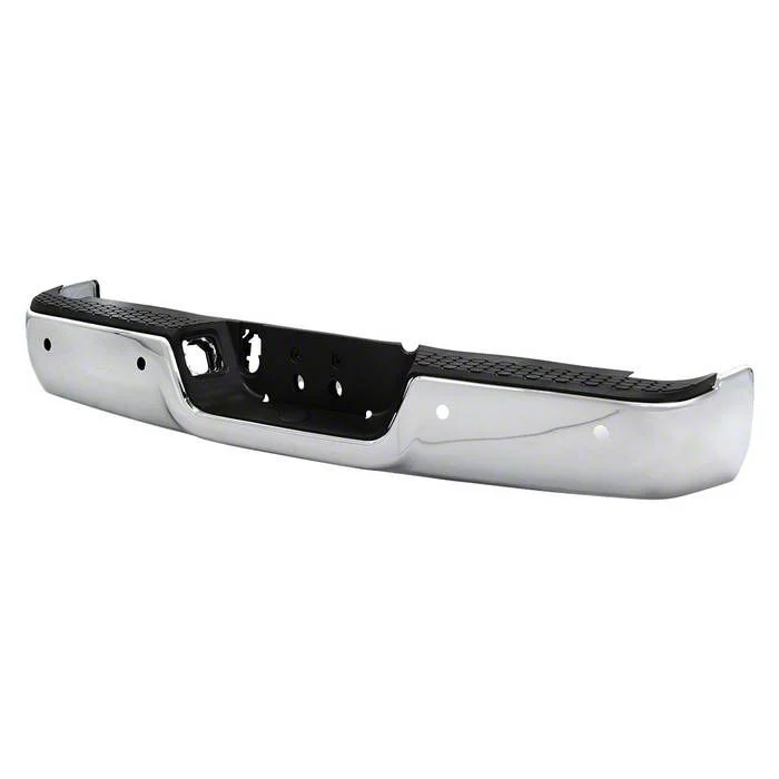 OEM Style Steel Rear Bumper; Pre-Drilled for Backup Sensors; Chrome (09-18 RAM 1500 w/o Factory Dual Exhaust)