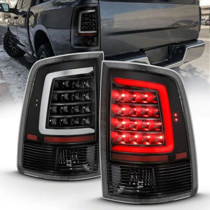 Plank Style LED Tail Lights; Black Housing; Clear Lens (09-18 RAM 1500 w/ Factory Halogen Tail Lights)