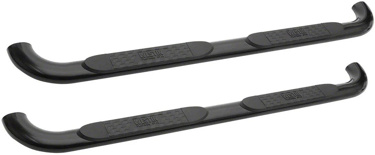 Platinum 4-Inch Oval Side Step Bars; Black (09-18 RAM 1500 Crew Cab)