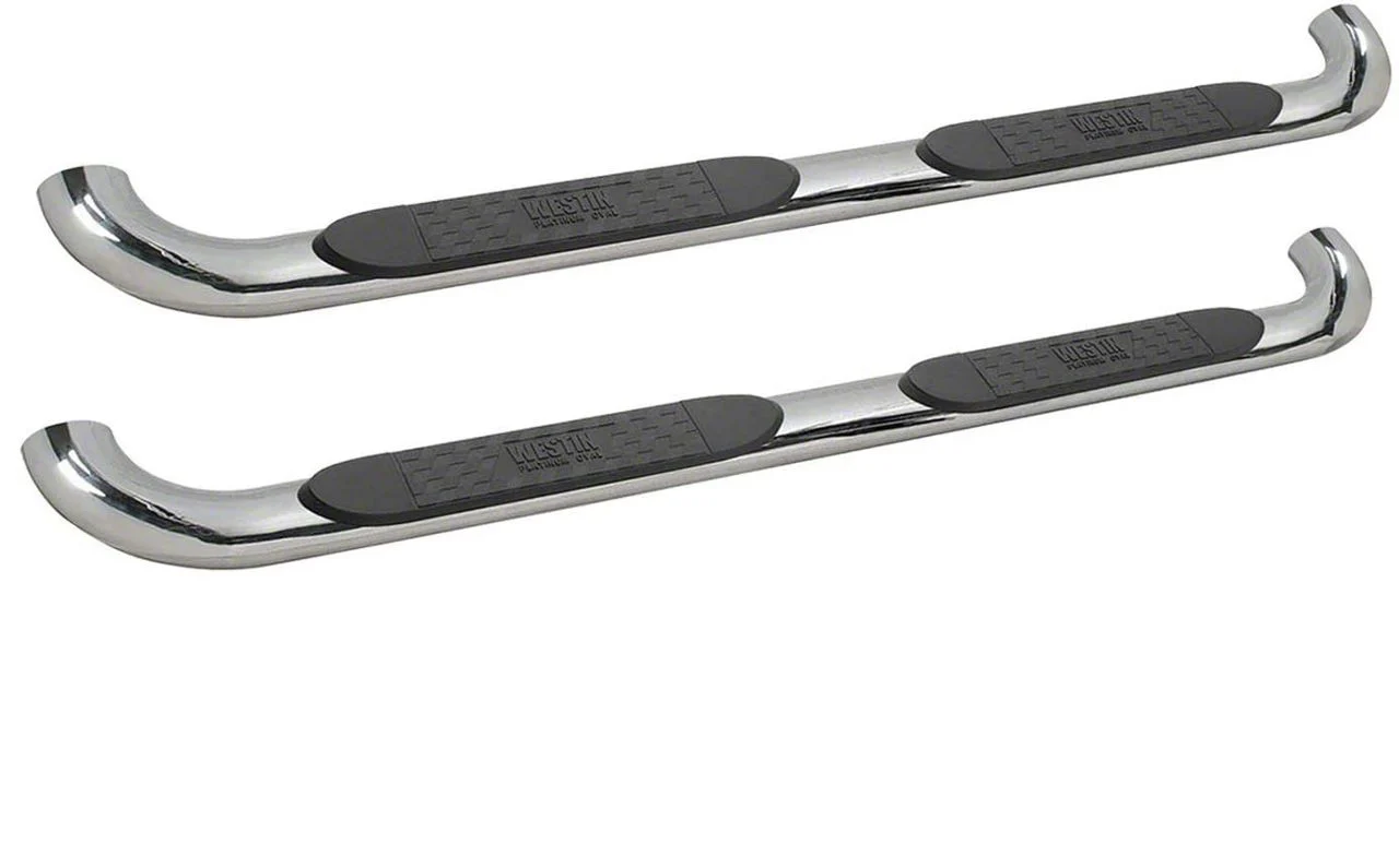 Platinum 4-Inch Oval Side Step Bars; Stainless Steel (19-26 RAM 1500 Crew Cab)