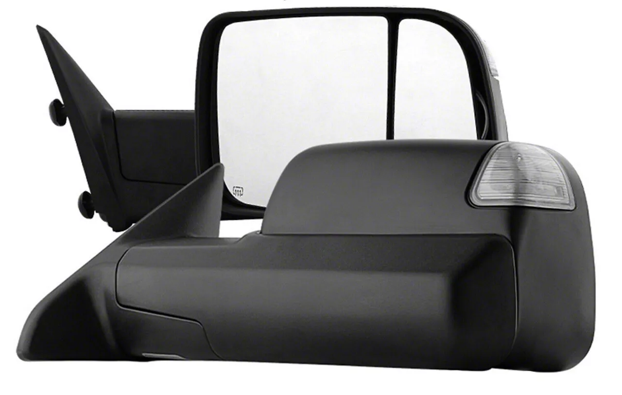 Powered Heated Manual Extended Mirrors with LED Turn Signals; Black (09-12 RAM 1500)