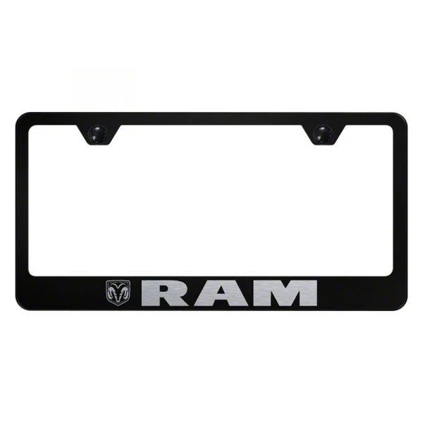 RAM License Plate Frame; Black (Universal; Some Adaptation May Be Required)