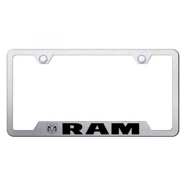 RAM License Plate Frame; Brushed Stainless (Universal; Some Adaptation May Be Required)