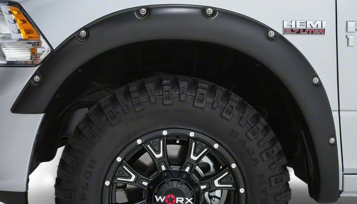 Ruff Riderz Fender Flares; Smooth Black (09-18 RAM 1500 w/ Plastic Front Bumper)