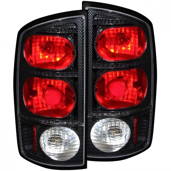 Tail Lights; Carbon Fiber Housing; Clear Lens (02-05 RAM 1500)