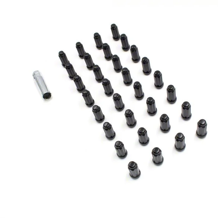 Black 6-Spline Lug Nut Kit; 9/16-Inch; Set of 32 (03-11 RAM 2500)
