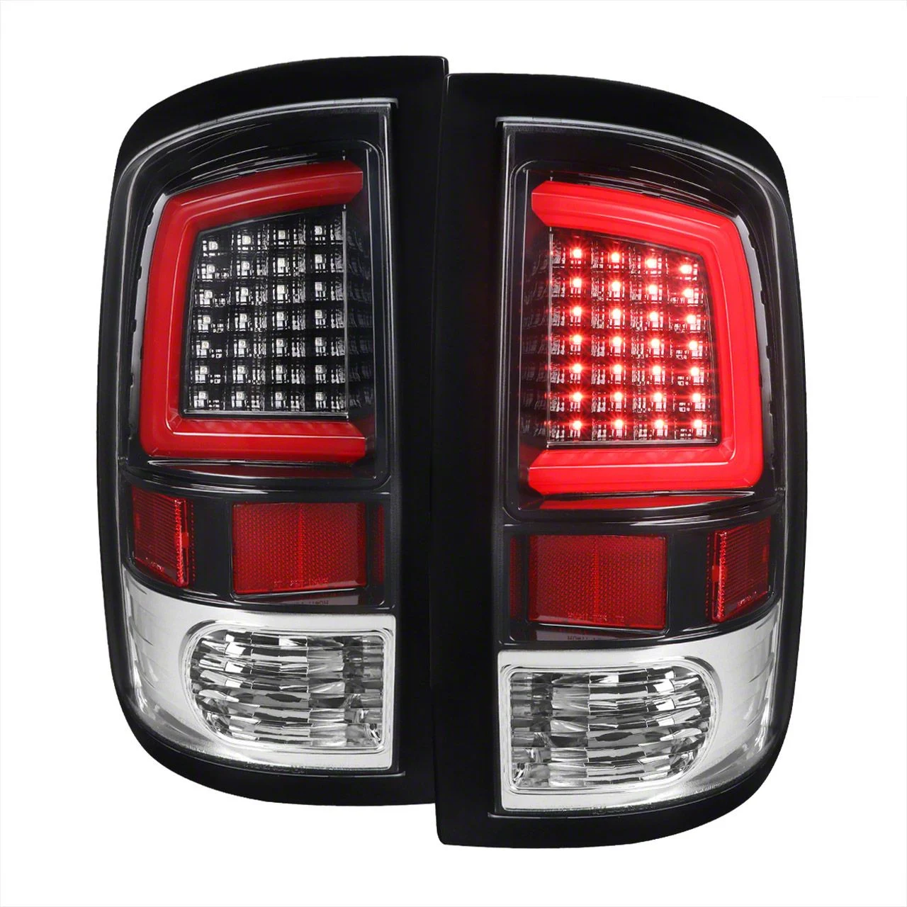 G2 Red Bar LED Tail Lights; Jet Black Housing; Clear Lens (10-18 RAM 3500 w/ Factory Halogen Tail Lights)