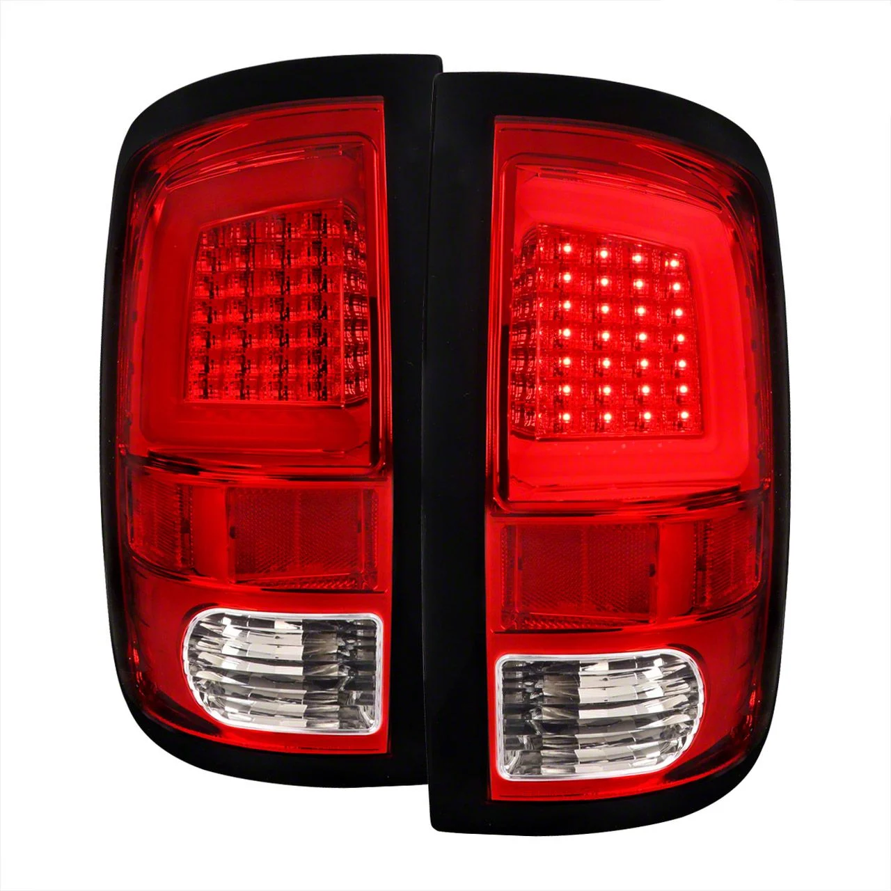 G2 White Bar LED Tail Lights; Chrome Housing; Red Lens (10-18 RAM 3500 w/ Factory Halogen Tail Lights)