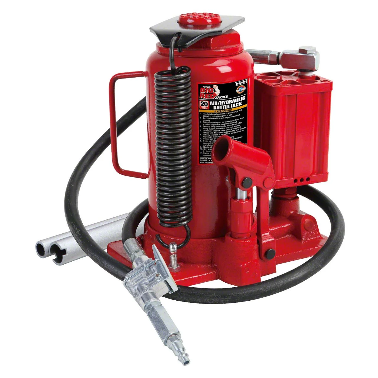 Big Red Pneumatic Air Hydraulic Bottle Jack; 20-Ton Capacity
