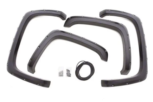 Elite Series Rivet Style Fender Flares; Front and Rear; Smooth Black (19-23 Ranger w/ 6-Foot Bed)
