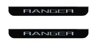Front Door Sill Protection with Ranger Logo; Black Platinum (19-23 Ranger)