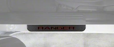 Front Door Sill Protection with Ranger Logo; Domed Carbon Fiber with Red Outline (19-23 Ranger)