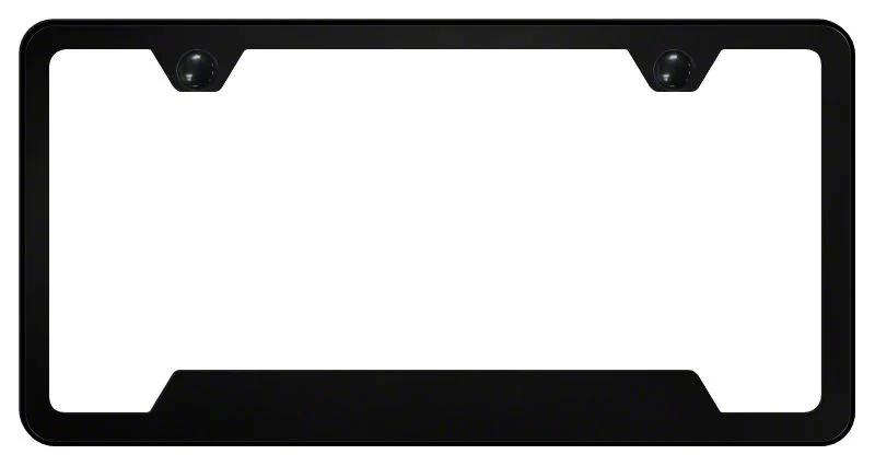 2-Hole Cutout License Plate Frame; Black Powder-Coated Stainless (Universal; Some Adaptation May Be Required)
