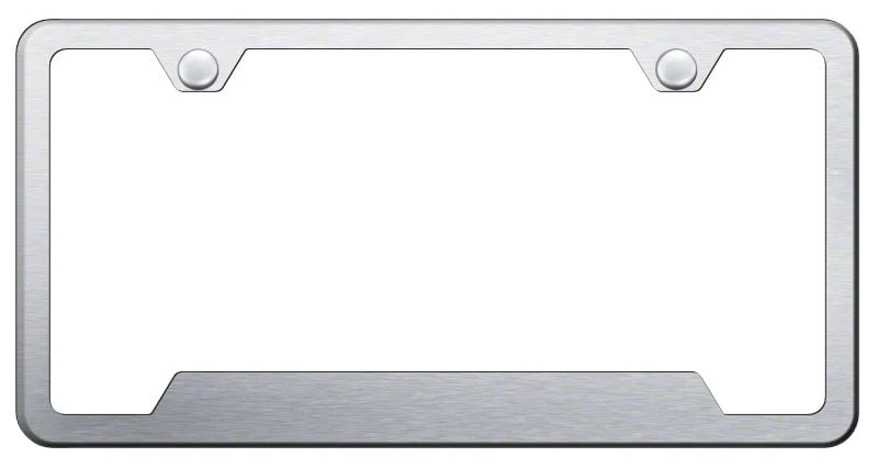 Cut-Out Wide Bottom License Plate Frame; Brushed Stainless (Universal; Some Adaptation May Be Required)