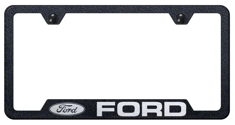 Ford Laser Etched Cut-Out License Plate Frame; Rugged Black (Universal; Some Adaptation May Be Required)
