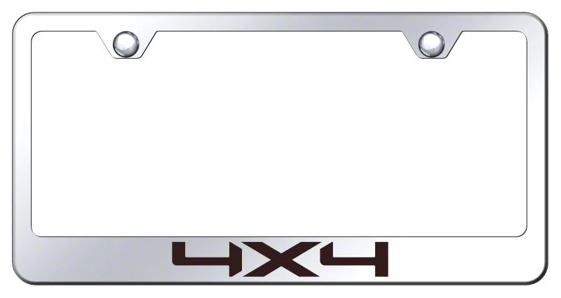 4x4 Laser Etched License Plate Frame; Mirrored (Universal; Some Adaptation May Be Required)