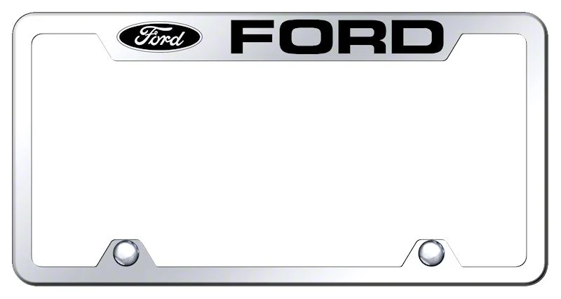 Ford Laser Etched License Plate Frame; Mirrored (Universal; Some Adaptation May Be Required)