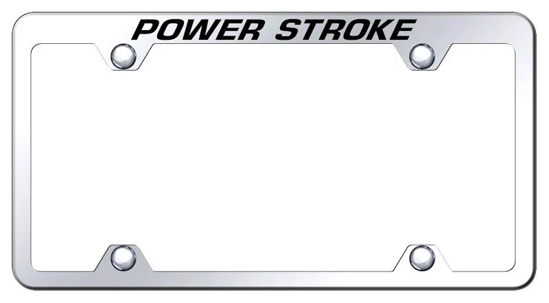 Powerstroke Laser Etched Wide Body License Plate Frame; Mirrored (Universal; Some Adaptation May Be Required)