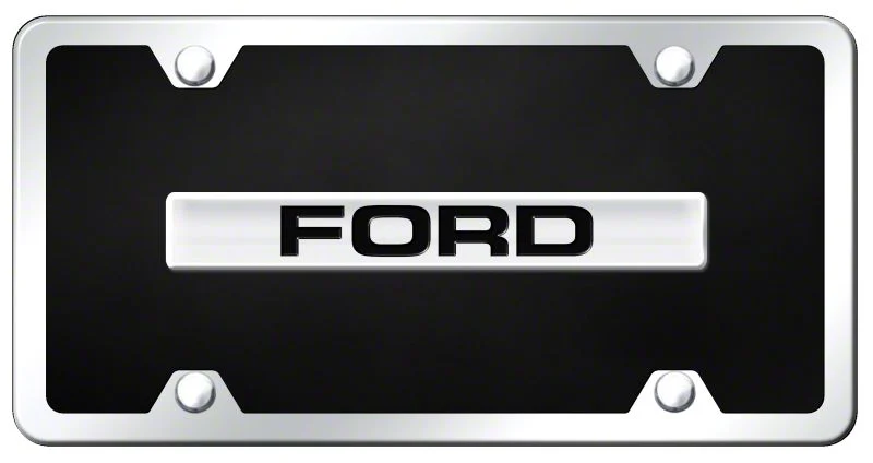 Ford License Plate; Chrome on Black Acrylic (Universal; Some Adaptation May Be Required)