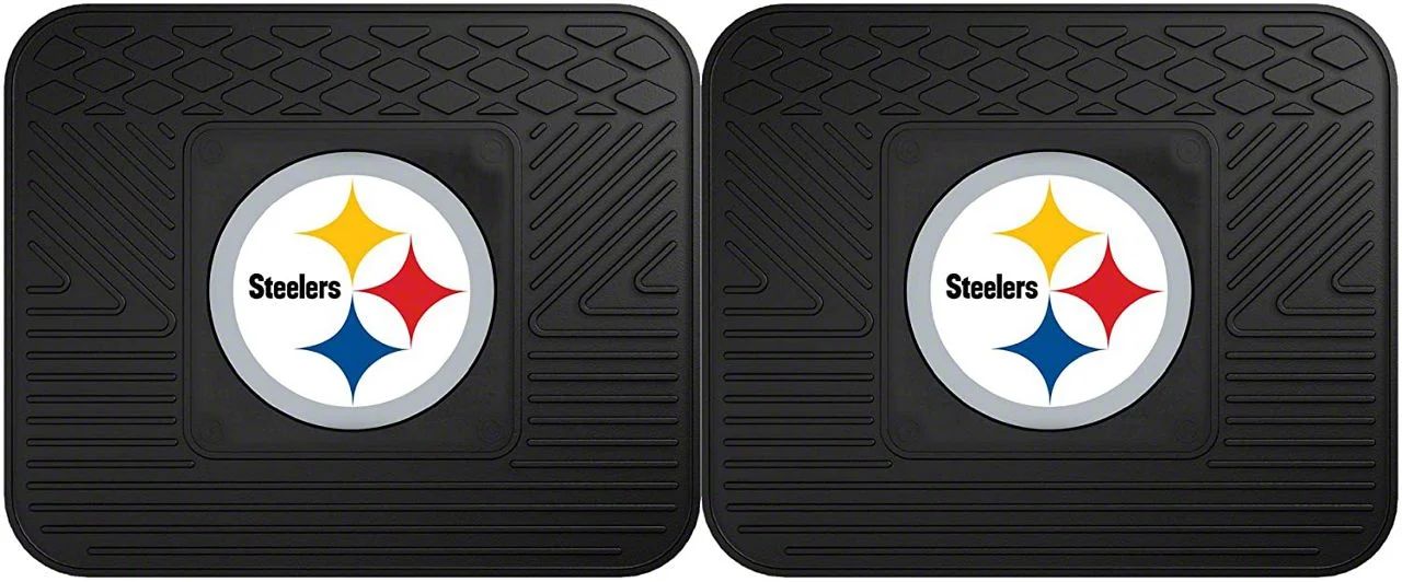 Molded Rear Floor Mats with Pittsburgh Steelers Logo (Universal; Some Adaptation May Be Required)