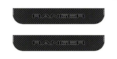 Rear Door Sill Protection; Domed Carbon Fiber with Gray Outline (19-23 Ranger SuperCrew)