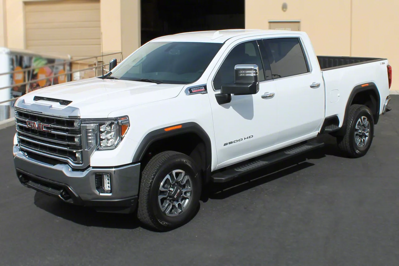 Raptor Series 6-Inch OEM Style Slide Track Running Boards; Black Textured (19-26 Sierra 1500 Crew Cab)