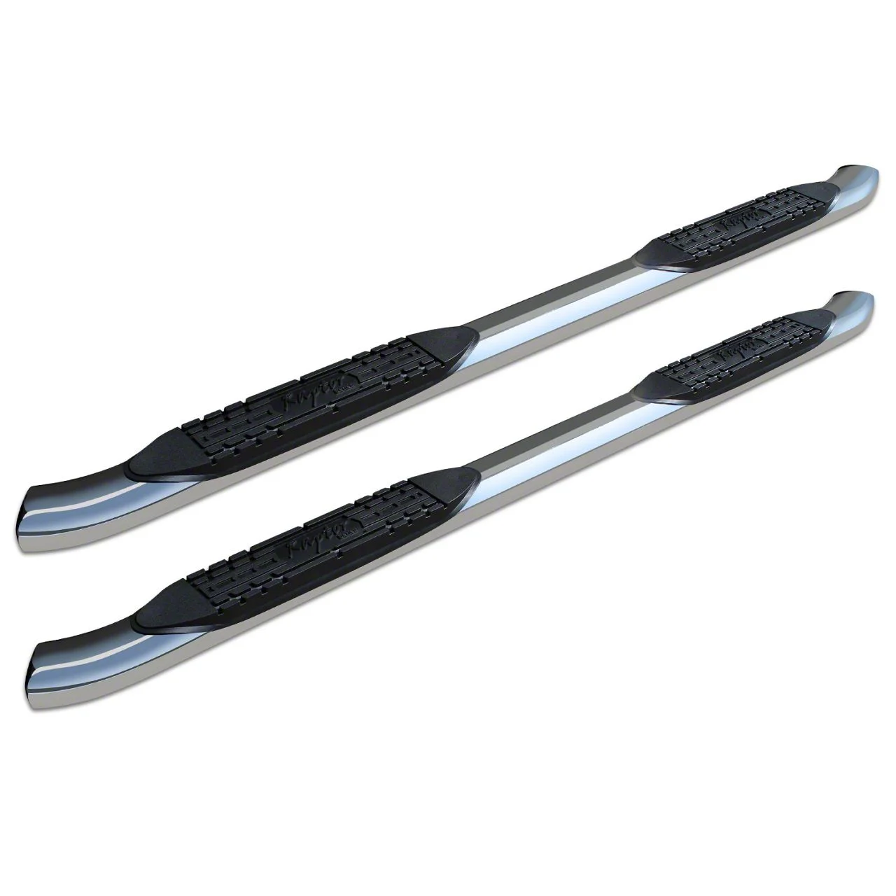 Raptor Series 4-Inch OE Style Curved Oval Side Step Bars; Polished Stainless Steel (11-16 F-250 Super Duty Regular Cab)