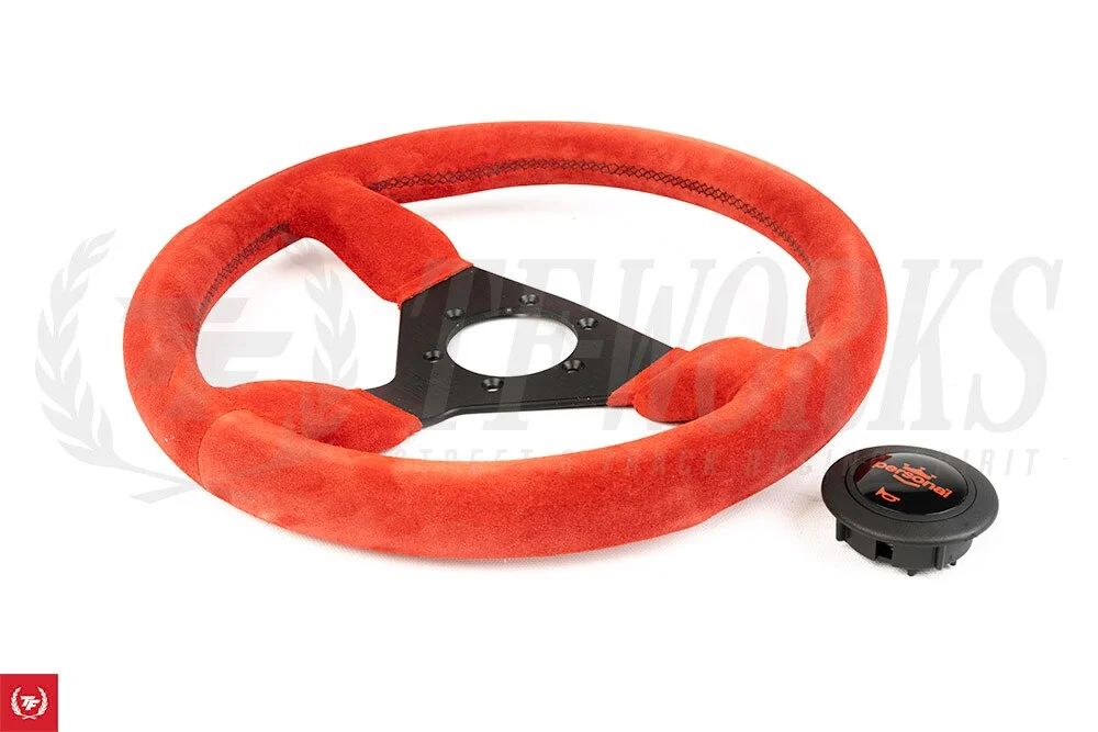 Personal Grinta Steering Wheel 330mm Red Suede / Black Spoke