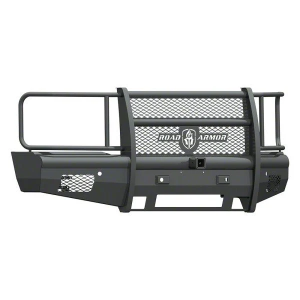 Road Armor Vaquero Non-Winch Front Bumper with Full Guard and 2-Inch Receiver Hitch; Textured Black (15-19 Silverado 3500 HD)