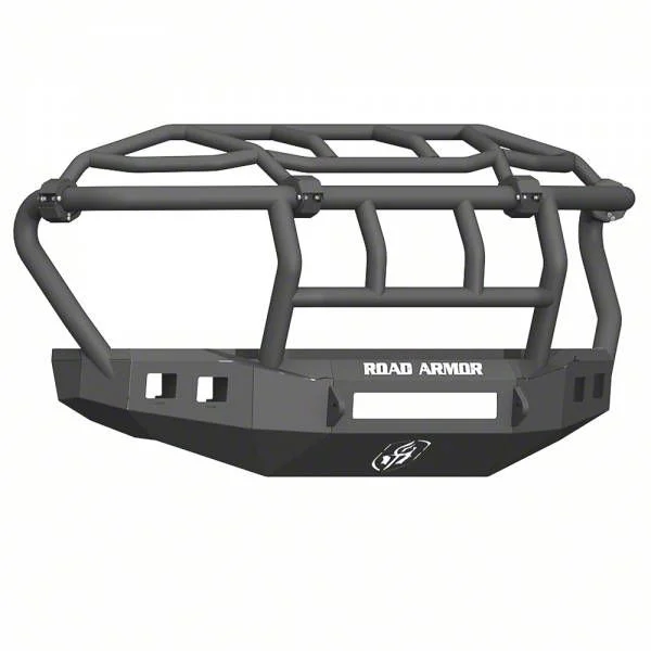 Road Armor Stealth Non-Winch Front Bumper with Intimidator Guard; Wide Flare; Textured Black (17-22 F-250 Super Duty)