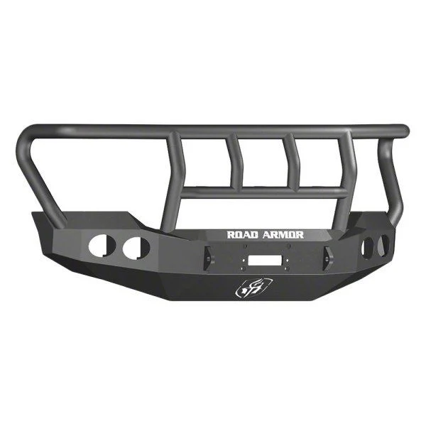Road Armor Stealth Winch Front Bumper with Titan II Guard; Standard Flare; Textured Black (11-16 F-250 Super Duty)