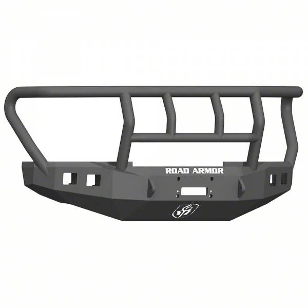 Road Armor Stealth Winch Front Bumper with Titan II Guard; Standard Flare; Textured Black (17-22 F-250 Super Duty)