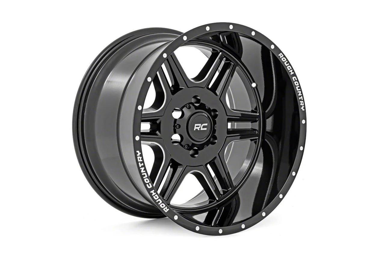 Rough Country 92 Series Gloss Black Machined 8-Lug Wheel; 20x12; -44mm Offset (11-14 Sierra 3500 HD SRW)