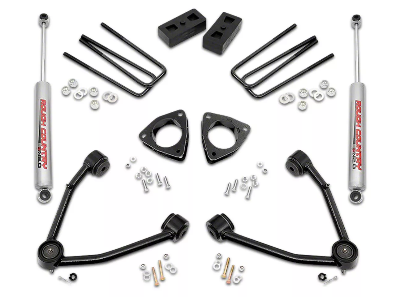 Rough Country 3.50-Inch Upper Control Arm Suspension Lift Kit with Premium N3 Shocks (07-18 2WD Sierra 1500, Excluding 14-18 Denali)