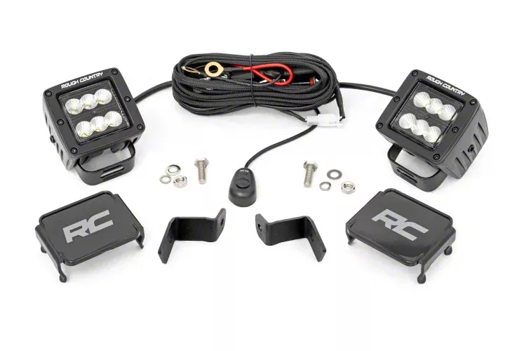 Rough Country Offroad Black Series LED Ditch Light Kit; Flood Beam (15-26 F-150)