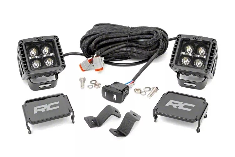 Rough Country Offroad Black Series White DRL LED Ditch Light Kit; Spot Beam (15-26 F-150)