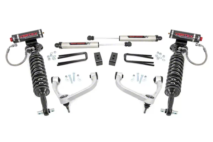 Rough Country Offroad 3-Inch Bolt-On Upper Control Arm Suspension Lift Kit with Vertex Adjustable Coil-Overs and V2 Monotube Shocks (14-20 4WD F-150 SuperCab, SuperCrew, Excluding Raptor)