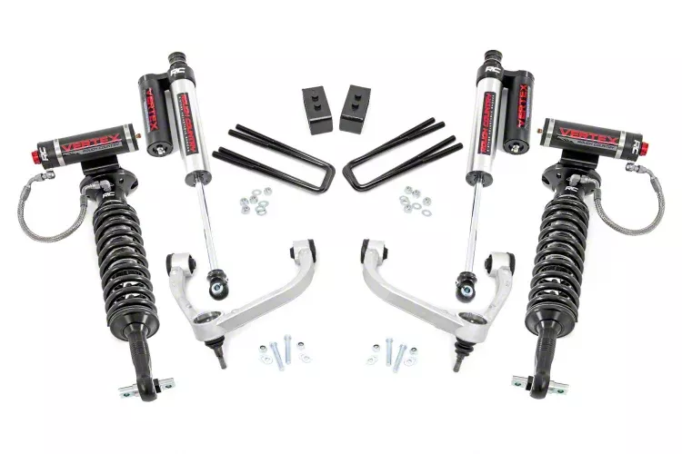 Rough Country Offroad 3-Inch Bolt-On Upper Control Arm Suspension Lift Kit with Vertex Adjustable Coil-Overs and Vertex Reservoir Shocks (14-20 4WD F-150 SuperCab, SuperCrew, Excluding Raptor)