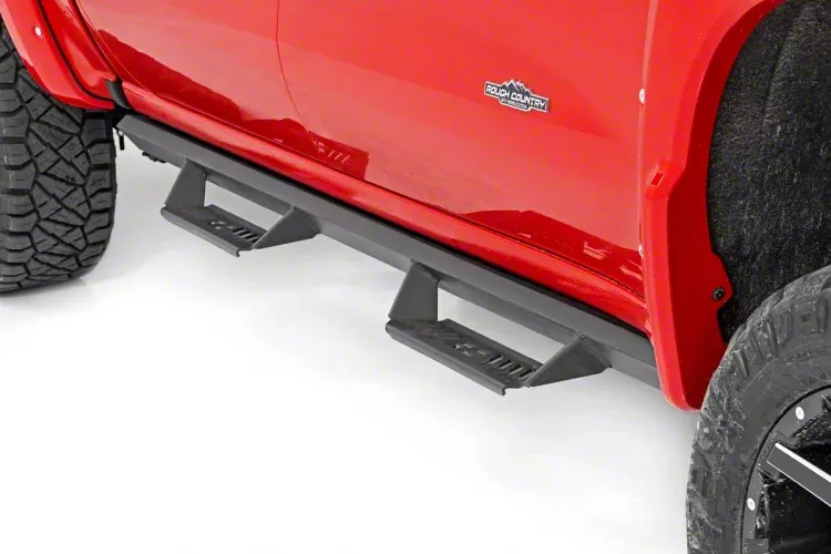 Rough Country Cab Length AL2 Drop Side Step Bars; Black (15-26 F-150 SuperCrew)