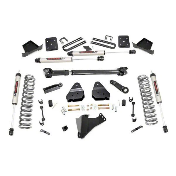 Rough Country Suspension 4.50-Inch Suspension Lift Kit with Front Driveshaft and V2 Monotube Shocks (17-22 4WD 6.7L Powerstroke F-350 Super Duty SRW w/ 3.50-Inch Rear Axle)